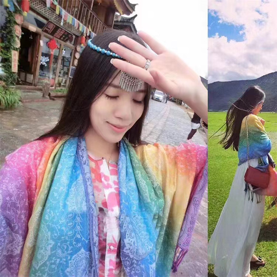 七彩彩虹围巾