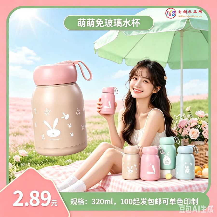 萌萌兔玻璃水杯