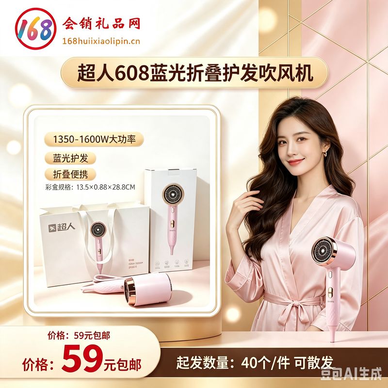 超人608蓝光折叠护发吹风机