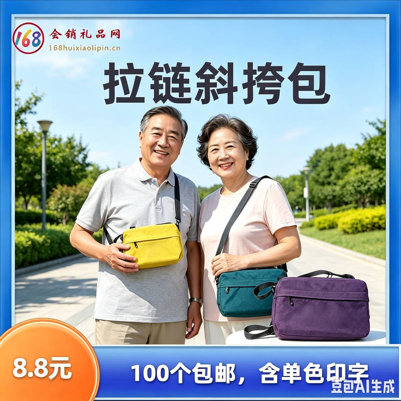超轻防水尼卡包拉链斜挎包