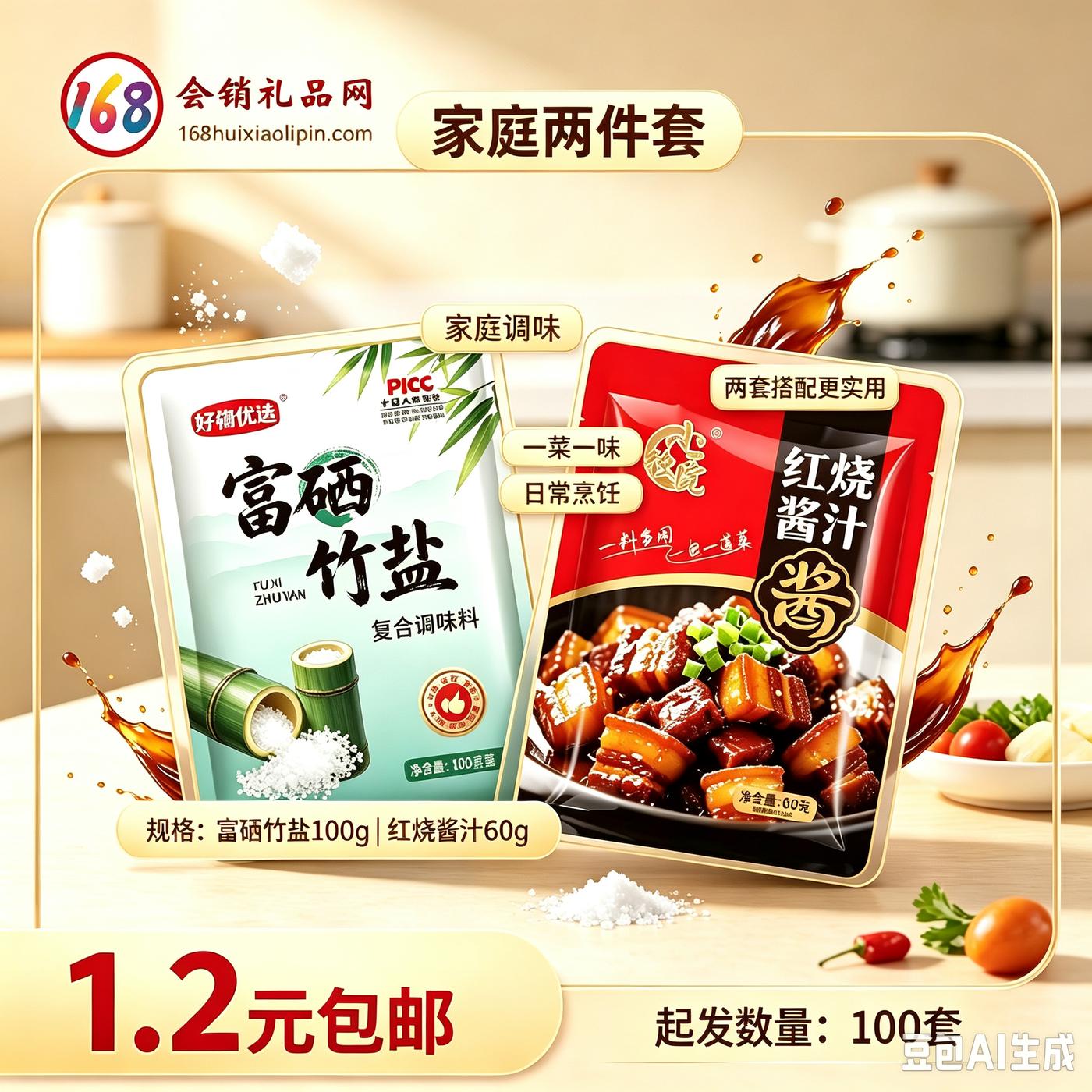 家庭调味两件套（富硒竹盐 + 红烧酱汁）
